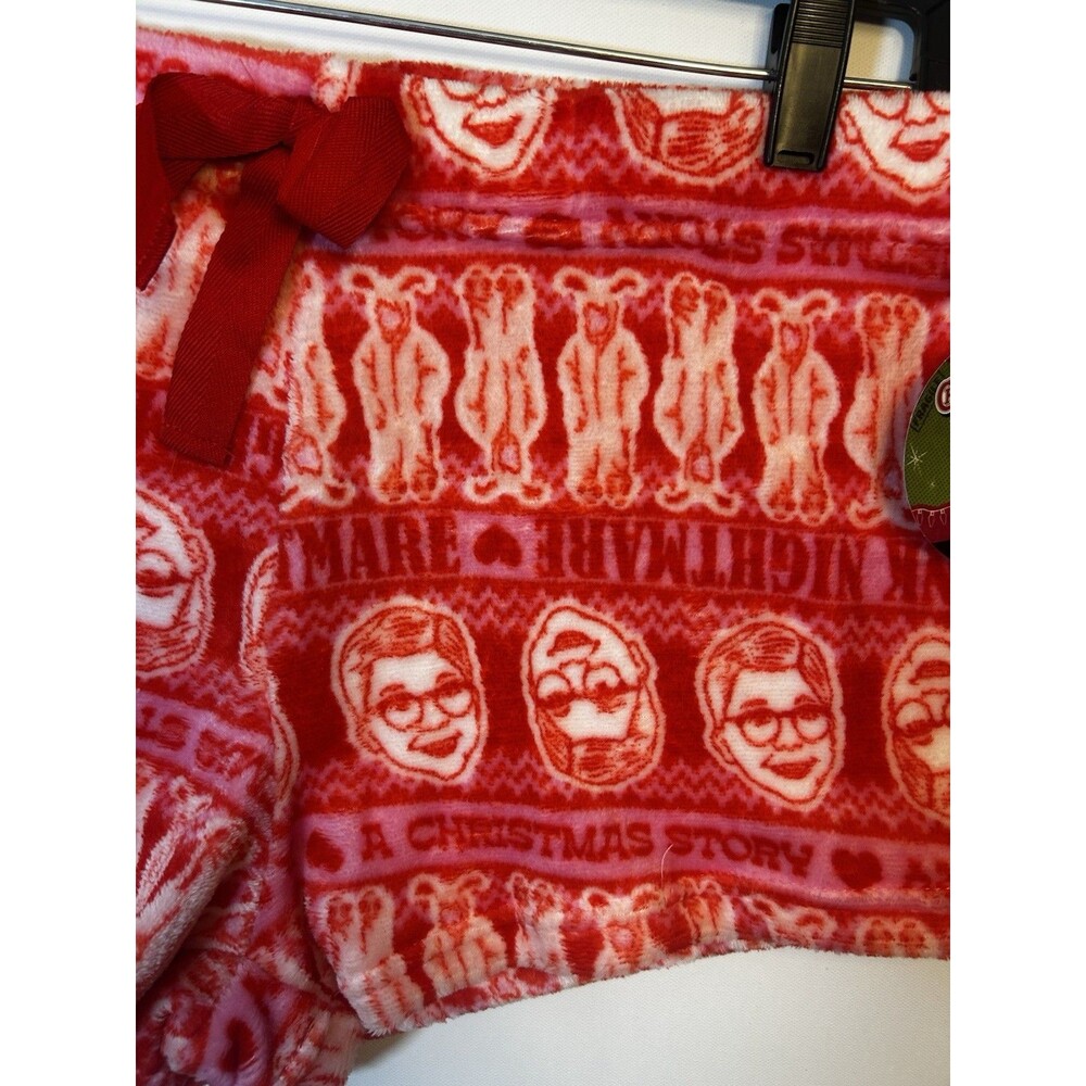 A Christmas Story Pink Red Plush Fleece Pajama Sleep Shorts Women’s Large NWT - Picture 13 of 13